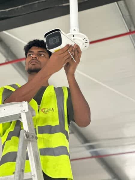 sefa's employee installing cctv camera